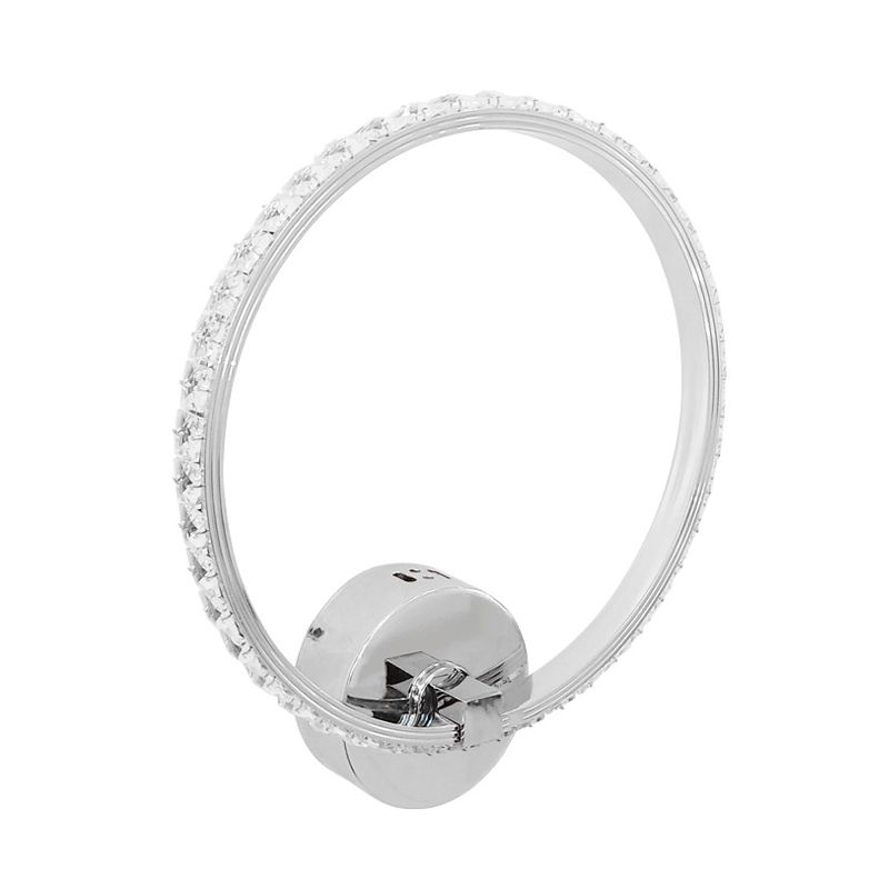 Round Translucent Crystal Sconce Light Modernism LED Chrome Wall Lighting Fixture, 6"/8"/10" H