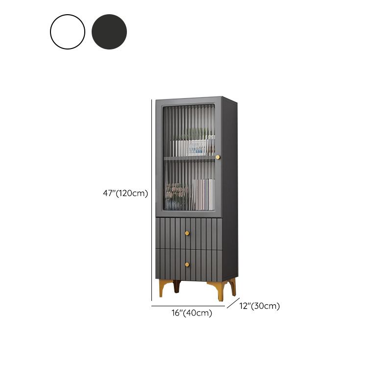 Contemporary Glass Paned Accent Cabinet 2 - Drawer Side Cabinet