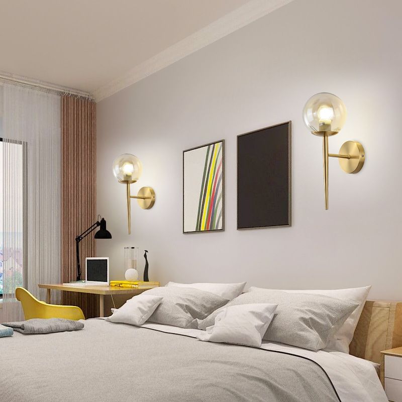 Modern Globe Sconce Light Fixture Glass 1-Light Wall Light for Living Room