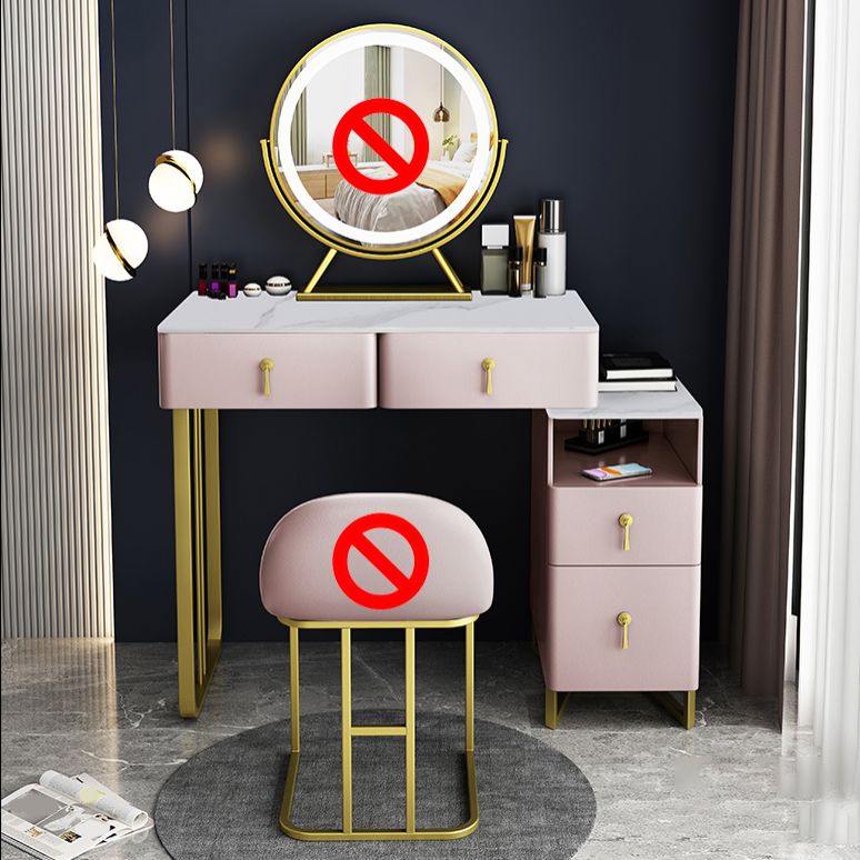 Contemporary Make-up Vanity Solid Wood 4 Drawer Vanity Dressing Table