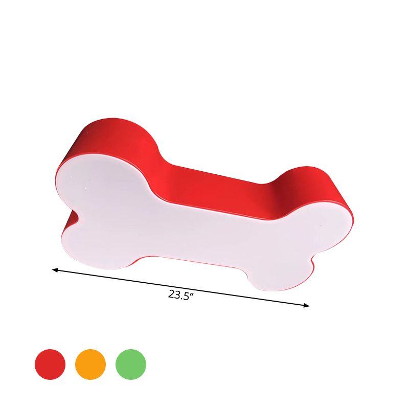 Metall-Hundeknochen-Unterputz-Cartoon-LED-Deckenleuchte in Rot/Gelb/Grün, 19,5"/23,5" Breite