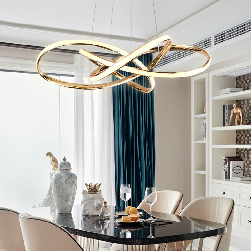 Modern Simplicity Spiral LED Chandelier Light Fixtures Metallic Hanging Pendant Lights for Restaurant