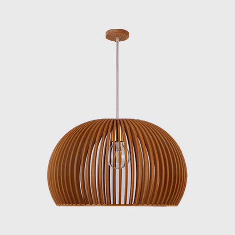 Geometric Shape Wood Hanging Light Modern 1 Light Hanging Light Mount Fixture in Brown