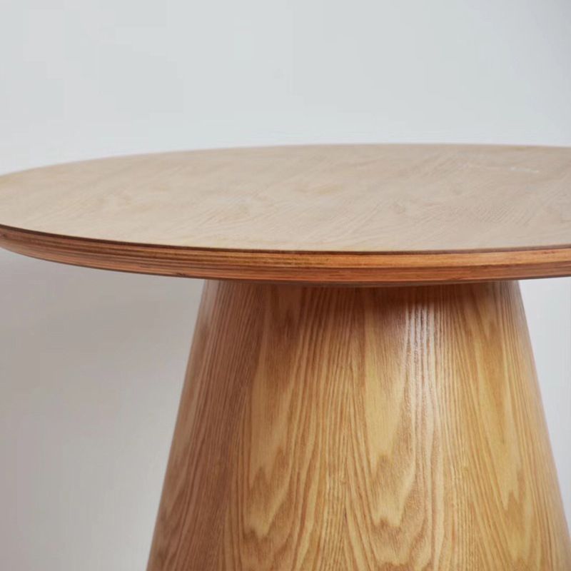Contemporary Wood Side Table Pedestal Round Living Room Table