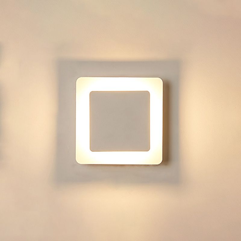 1-Light Geometric Shade Wall Sconce Modern Simple Style LED Wall Lighting in White