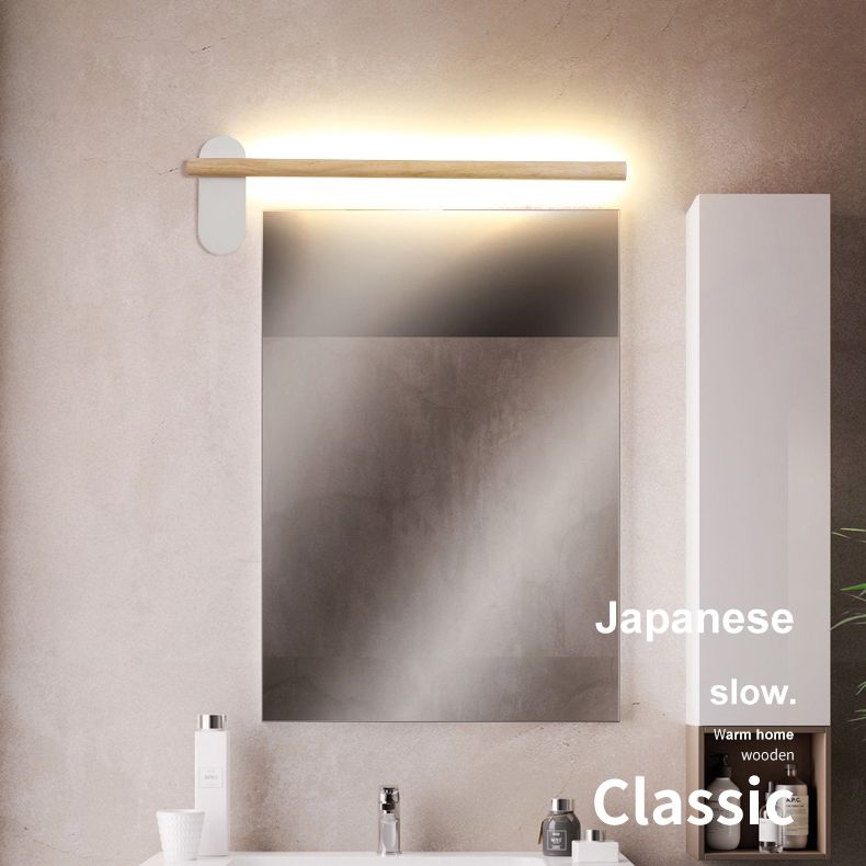Wooden Round Bar Wall Mounted Vanity Light Nordic Style Vanity Fixture for Bathroom
