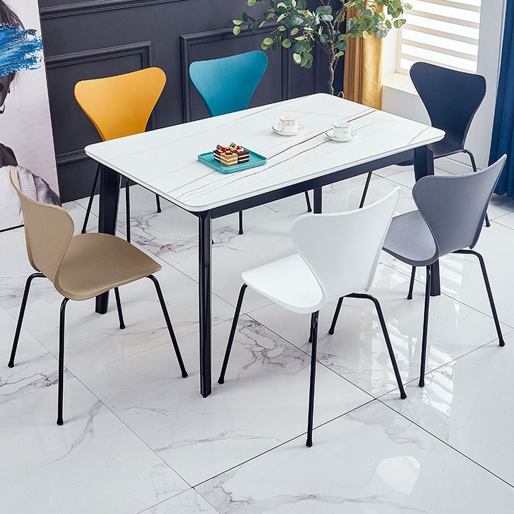 Sillas de comedor de metal contemporáneo, silla lateral sin brazos para cocina