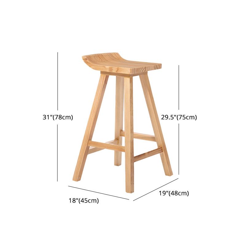 Contemporary Solid Wood Barstool Bristol Bar Stool with Footrest and Backless