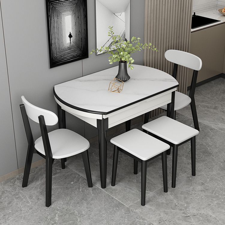 Slate and Wood Table Contemporary Retractable Round Dining Table