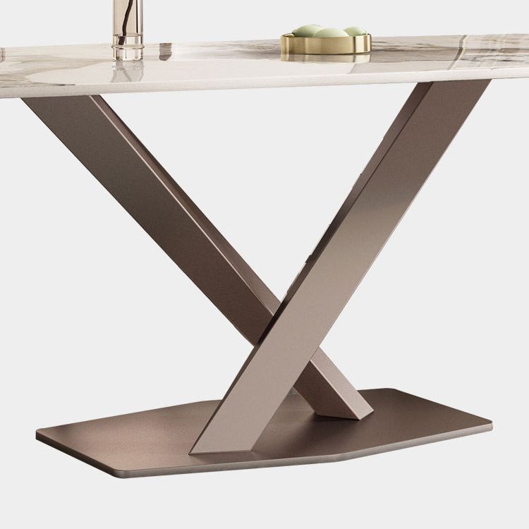 Glam Style Rectangle Table Set 1/2/5/7 Pieces Dining Set with Metal Legs