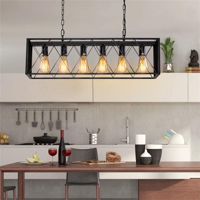 Industrial Island Light Black Pendant Lighting Fixture for Dining Room