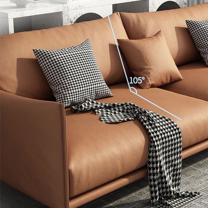 Contemporary Dark Brown Cushions Standard Square Arm Stationary Sofa