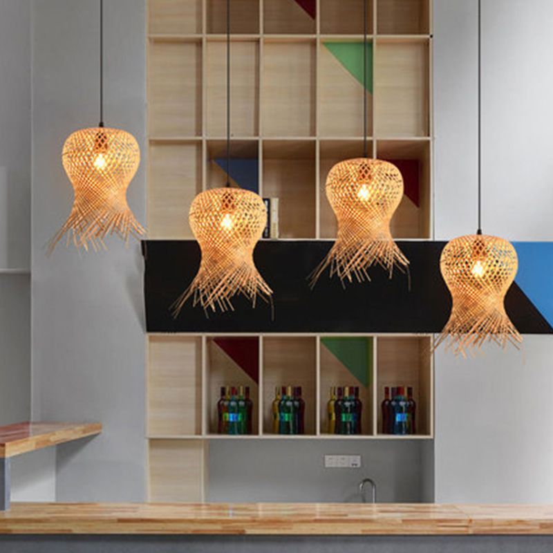 Chinese Handmade Pendant Lighting Fixtures Rattan Hanging Light for Restaurant