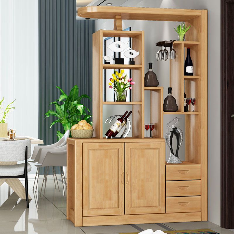 Contemporary Solid Wood 3-drawer Accent Cabinet with Door and Shelves