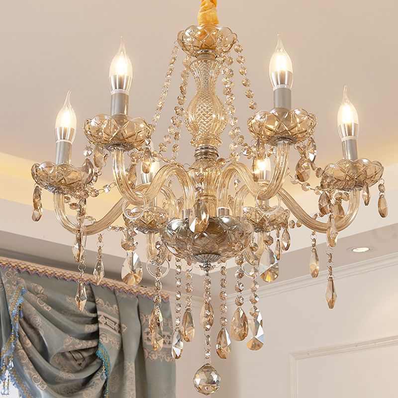 Candlestick Chandelier Light Fixture Victorian Crystal Hanging Chandelier for Living Room