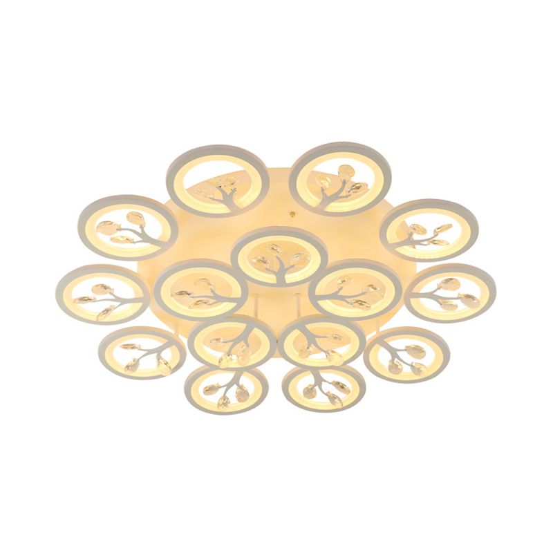 Sputnik Living Room Flush Mount Lamp einfache Acryl 5/12/15 Lichter Weiß Flush Leuchte in Warm/White/3 Farbe Licht