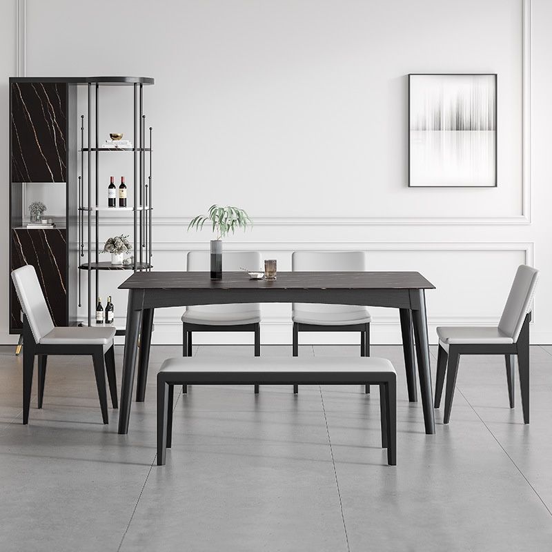 Medieval Modern Sintered Stone Top Dining Table Rectangle Table with 4 Legs