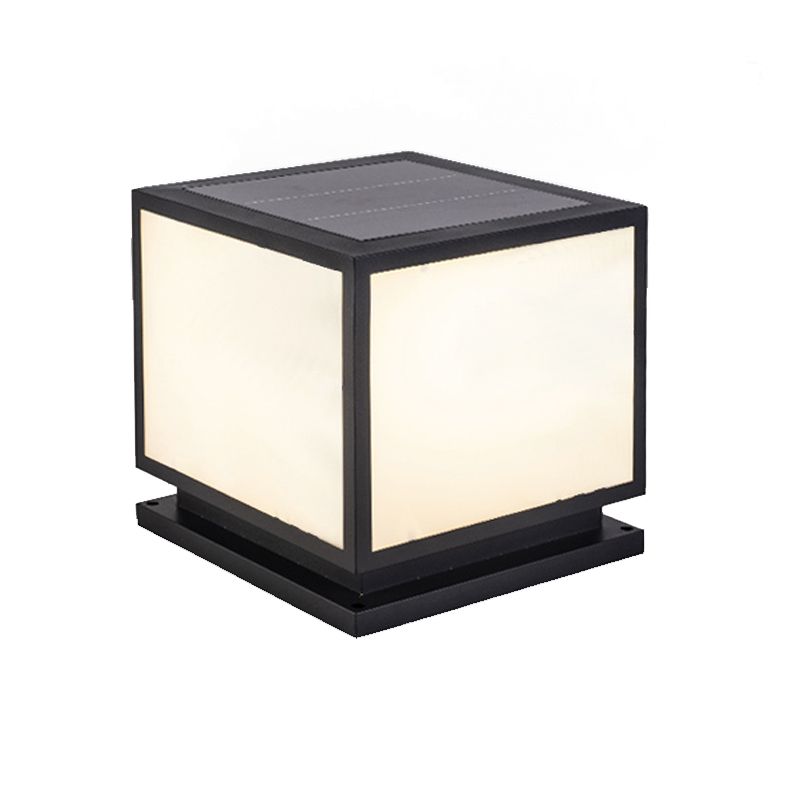 Contemporary Metallic Pillar Light Creative LED Solar Lighting Fixture for Garden