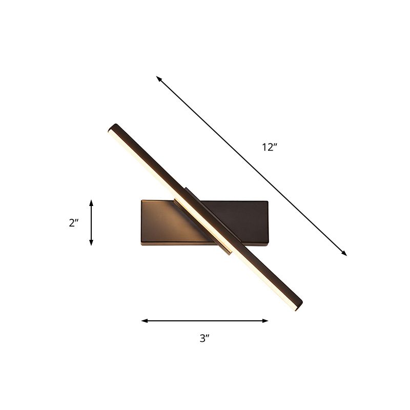 Rotatable Acrylic Linear LED Sconce Light Simplicity Black/White Wall Lighting Fixture, White/Warm Light