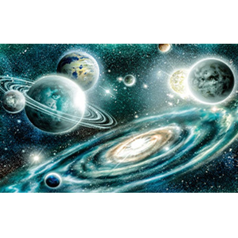 Modern Spacecraft Pattern Rug Polyester Carpet Non-Slip Backing Area Rug for Living Room