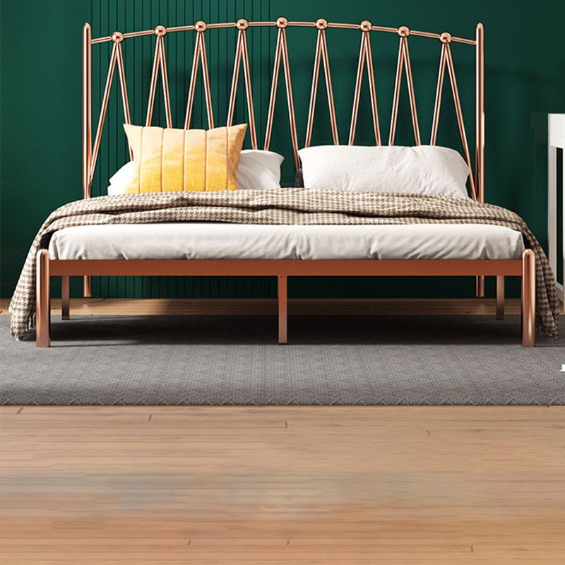 Glam Solid Color Open-Frame Bed Metal Open-Frame Bed with Metal Legs