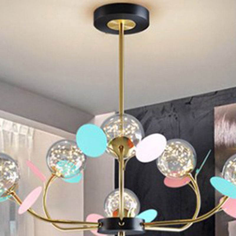 Lámpara de araña de forma esférica de estilo moderno de vidrio múltiple luz colgante para cocina
