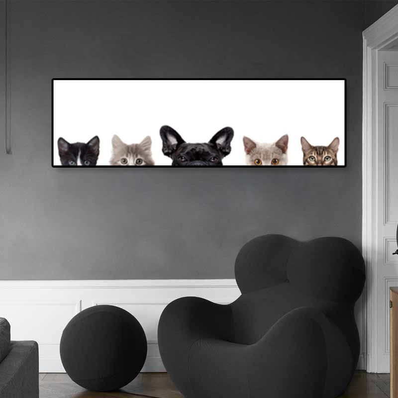 Children's Art Domestic Pets Canvas Print Photo Animal Wall Decor in Pastel Color