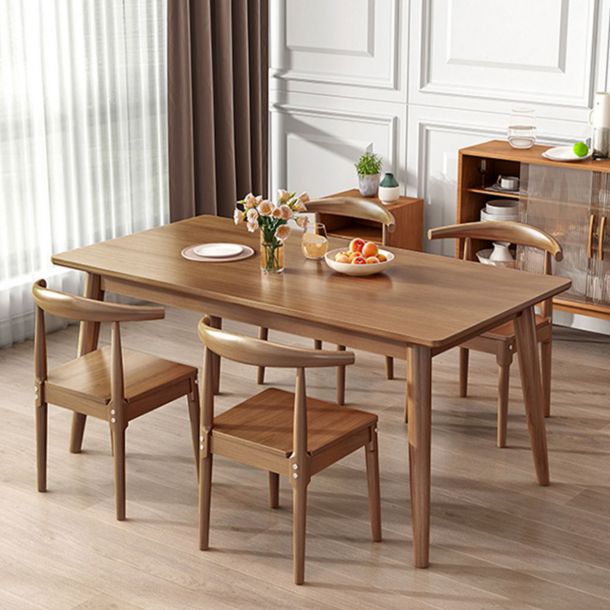 Modern Solid Wood Brown Dining Table Rectangle Shape Standard Dining Table for Kitchen
