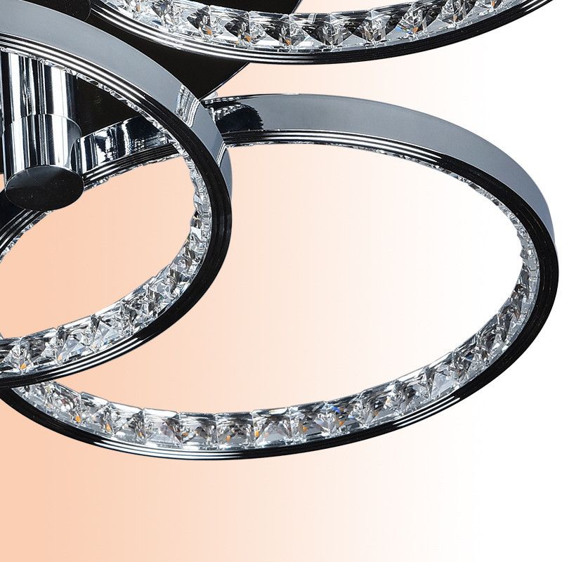 Circolo minimalista Crystal Crystal Semi Flush Monte LED Semi in argento per soggiorno, luce calda/bianca