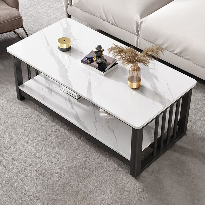 Slate 4 Legs Coffee Table Rectangle Single Coffee Table with Shelf