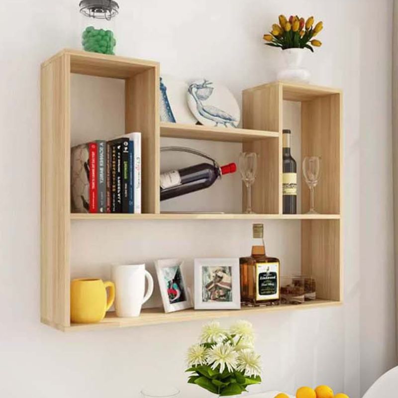 Modern Engineered Wood Bookcase Floating Wall Mounted Bookshelf