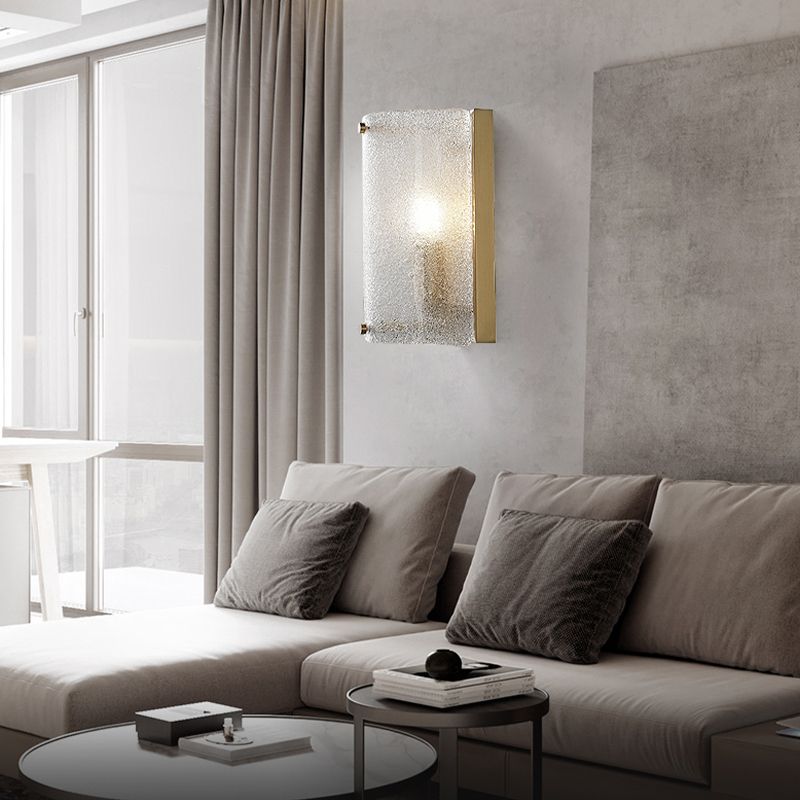 Modern Metal Wall Sconce Semicircle Shape Wall Light with Glass Shade for Bedroom