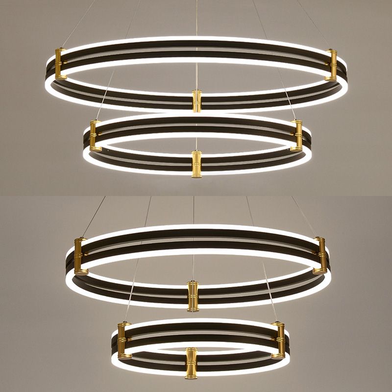 Postmodern Simplicity Round Ceiling Chandelier Acrylic Hanging Light with Hanging Cord for Living Room