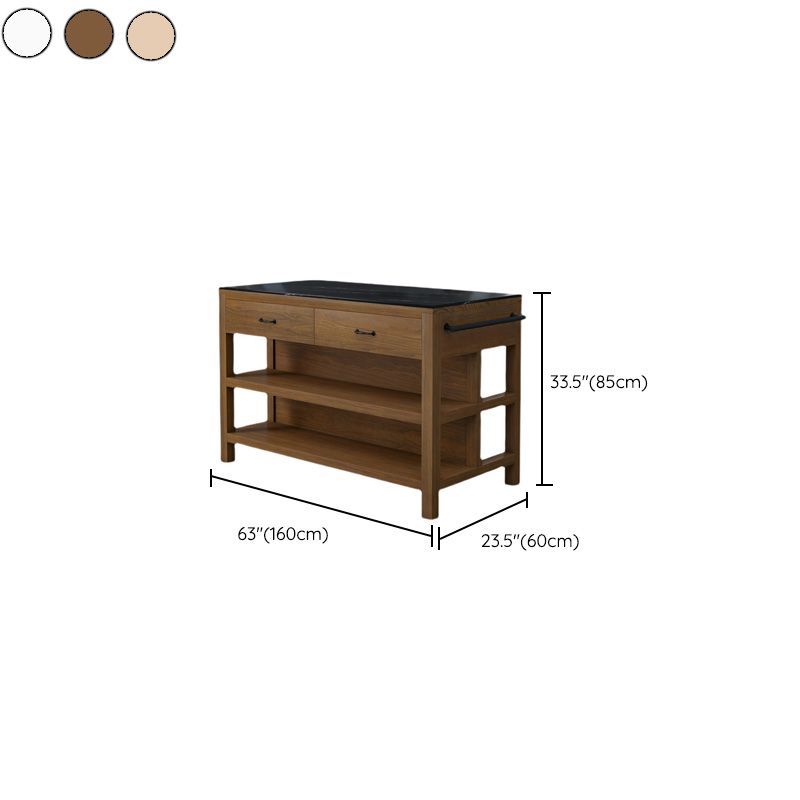 Dining Room Kitchen Island Table Modern Marble Prep Table with Open Storage