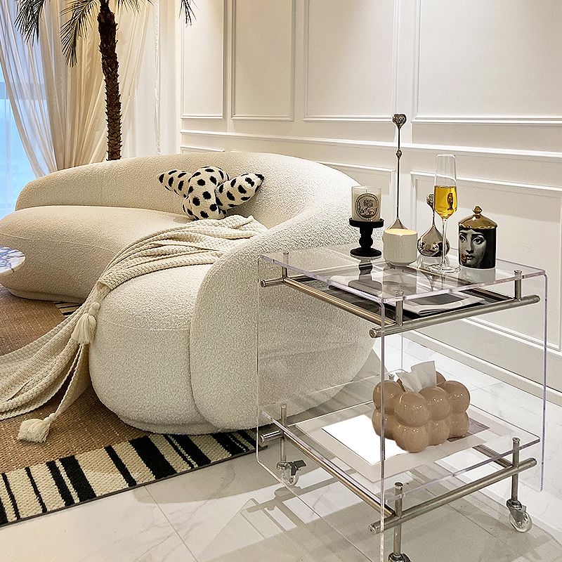 Modern Acrylic Top Rectangular Double Tier Accent Side Table