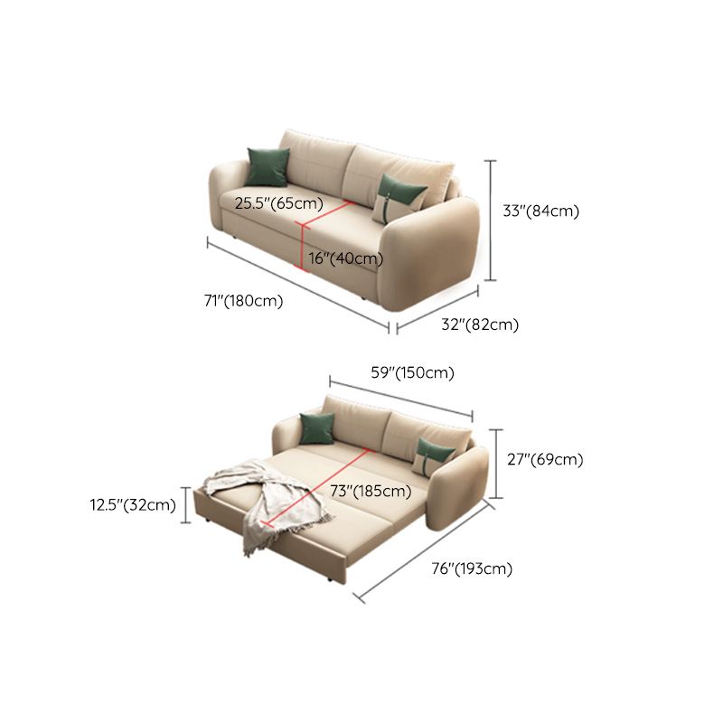 Modern Faux Leather Sleeper Sofa Upholstered Square Arm Sofa Bed