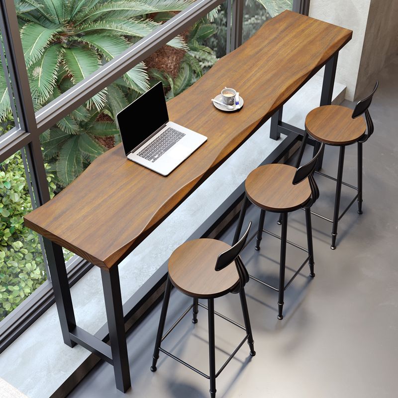 Wood Low Back Dining Stools Contemporary Armless Bar Stools with Footrest