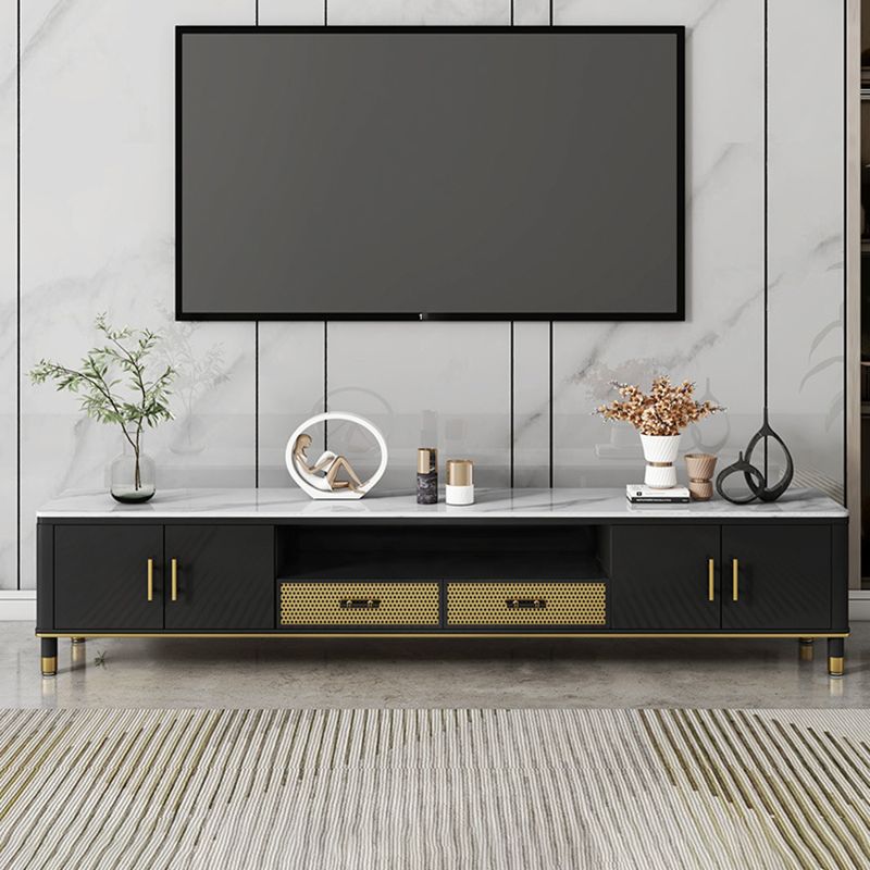 Open Storage Media Console TV Stand Stone TV Stand with 2 Drawers