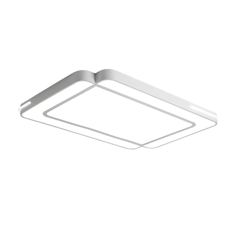 Rectangular Flush Mount Modernist Acrylic Led White/Black Flush Ceiling Light in White Light for Living Room, 35.5"/43" Wide