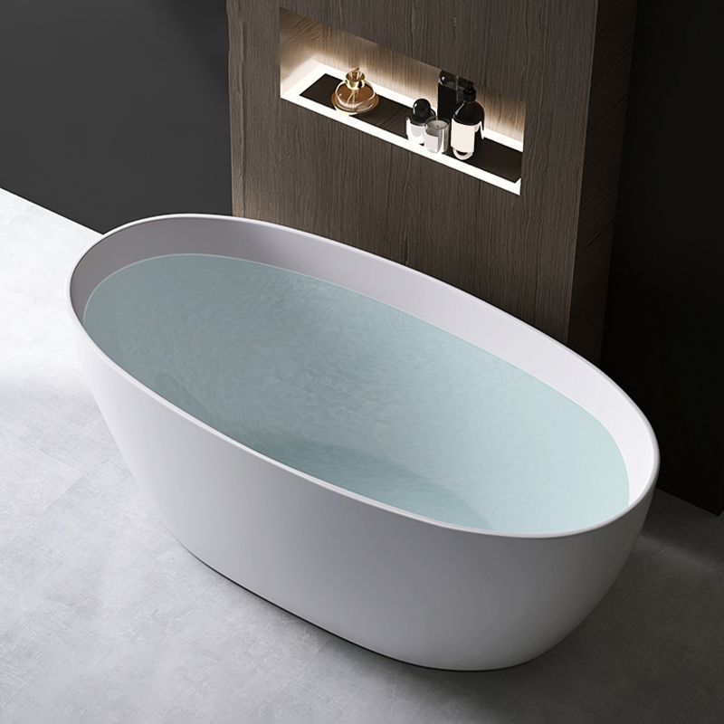 Modern Ellipse White Acrylic Bathtub Freestand Soaking Bathtub with Drain Bath Tub