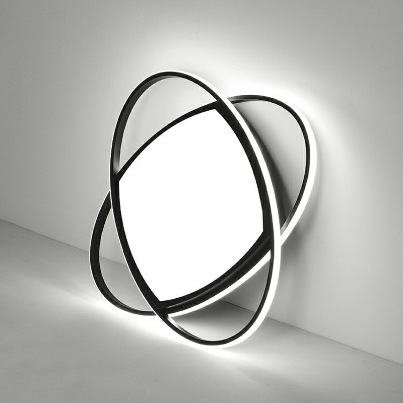 Lampada da incasso a LED ovale nera Lampada da soffitto in acrilico semplicità per camera da letto