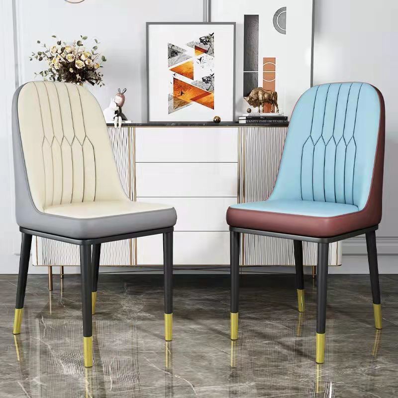 PU Leather Dining Chairs Nordic Style Parsons Armless Chair for Dining Room