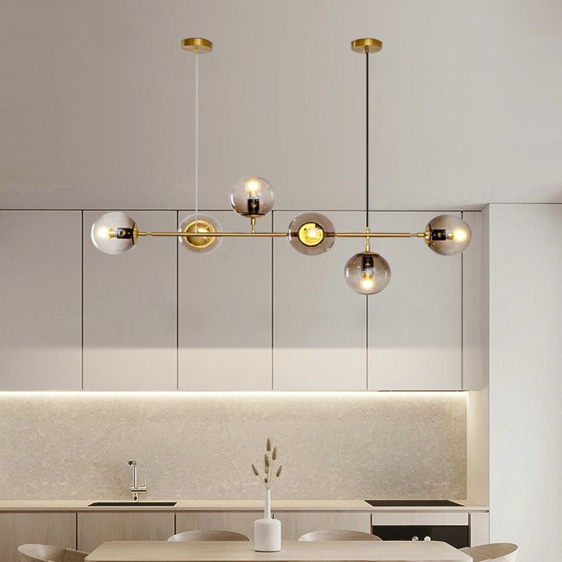 Globe Island Lighting in Modern Luxury Style Glass 6-Light Island Light