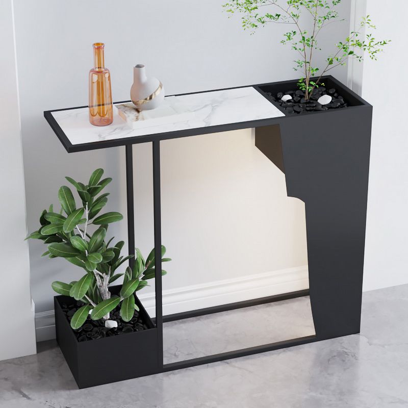Contemporary Rectangle Console Table Black Console Sofa Table for Hall