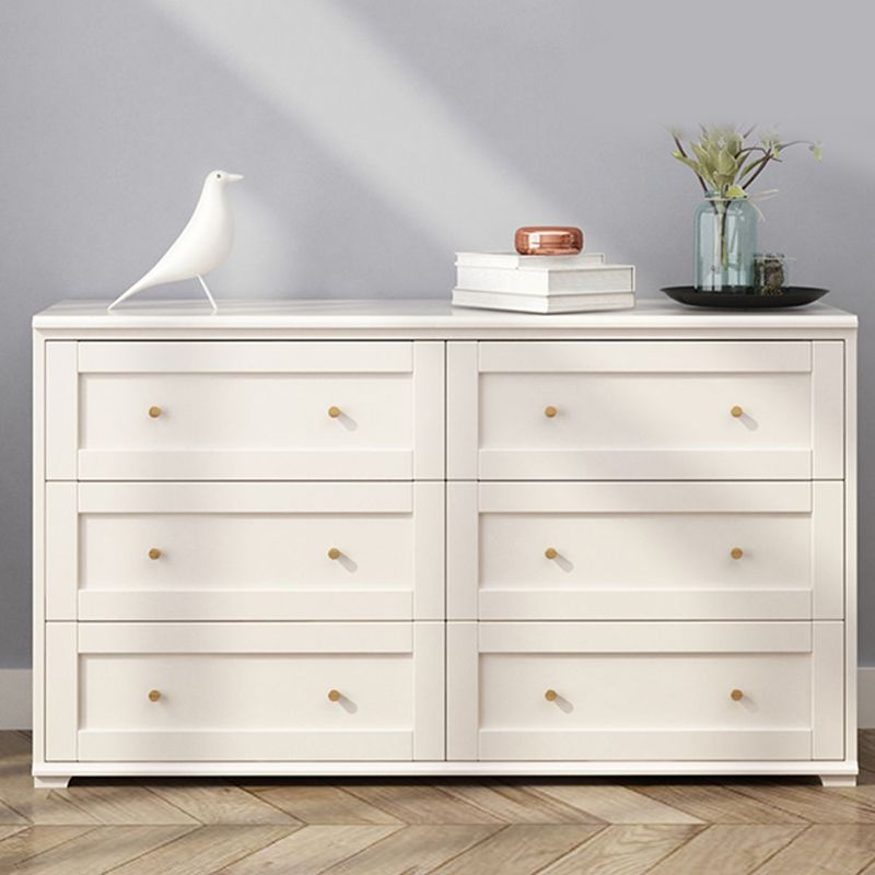 Glam White Chest Bedroom Solid Wood Storage Chest with Drawers