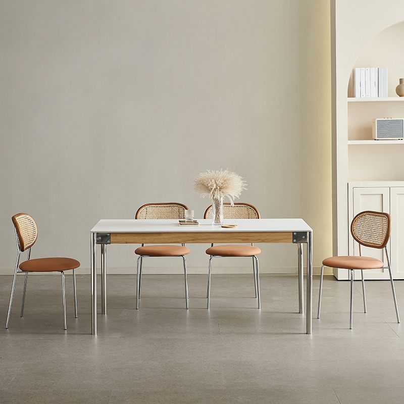 Sintered Stone Dining Table Set 1/4/5 Pcs Rectangle Dining Table with Armless Chairs