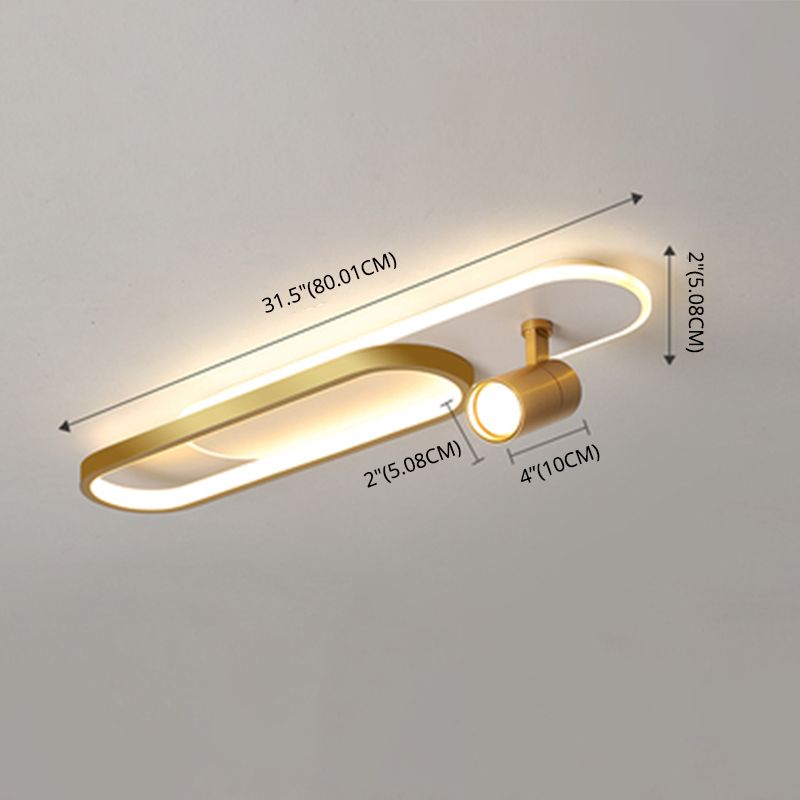 Lámpara de techo de metal de estilo moderno con montaje empotrado LED de pasillo oblongo y lámpara ajustable