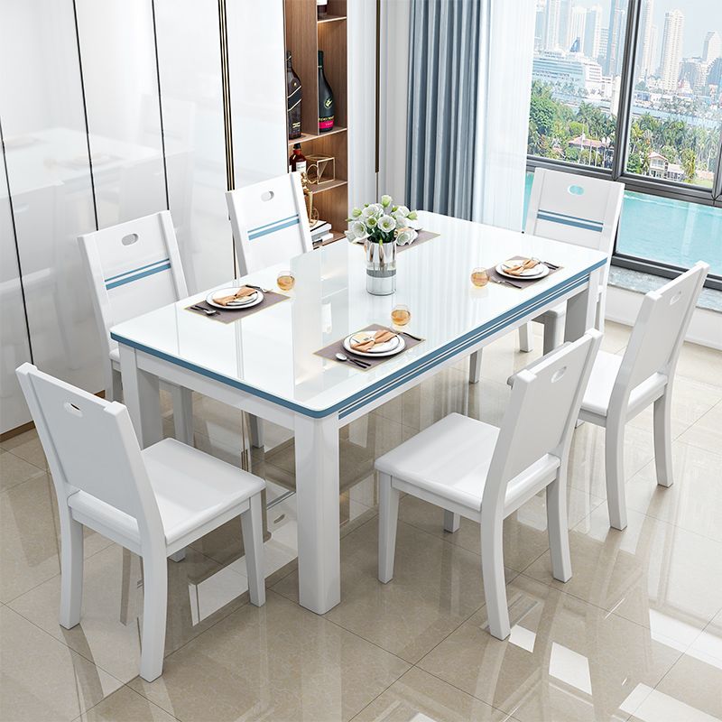 1/5/7 Piece Dining Room Table and Chair Set with Solid Wood and in White