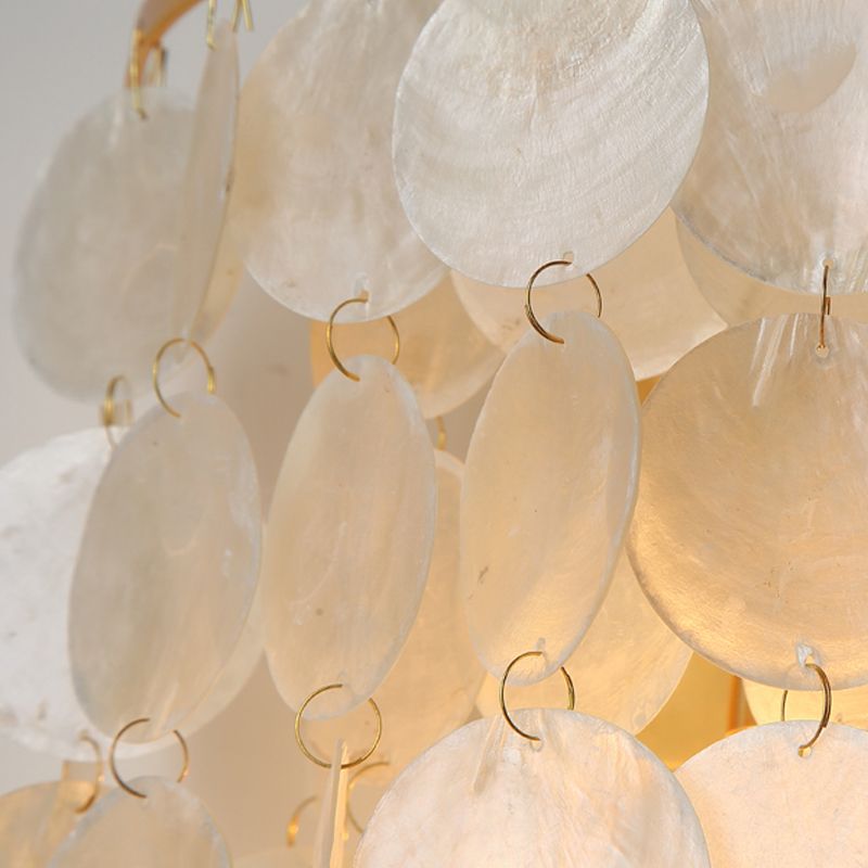 1-Light Wall Lamp Sconce Rural Corridor Wall Light with Tiered Circle Shell Shade