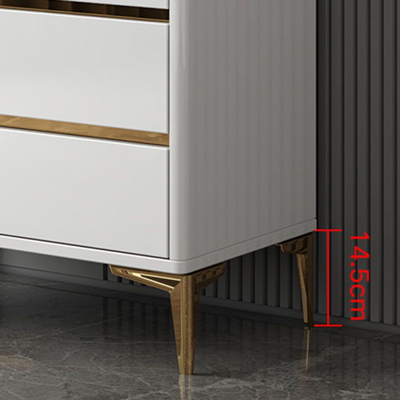 Glam Stone Bedroom Chest 16" Wide Storage Chest in White with Drawers